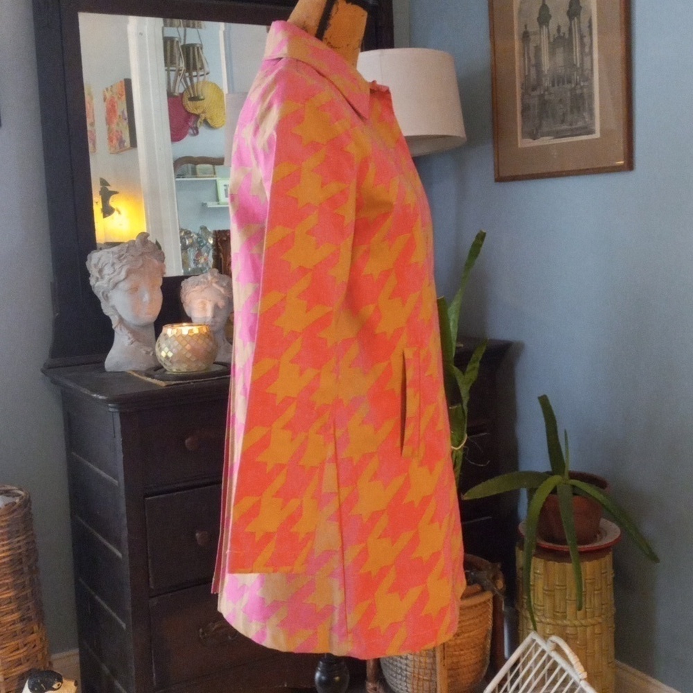 Isaac Mizrahi Target 20th Anniversary Collection Pink & Tan Houndstooth Trench - Picture 6 of 16